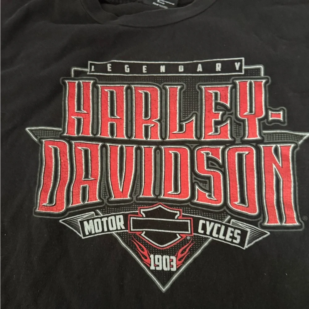 Harley Davidson Men’s Graphic Short Sleeve T-Shirt Legendary HD 1903 Black Red - Picture 2 of 5